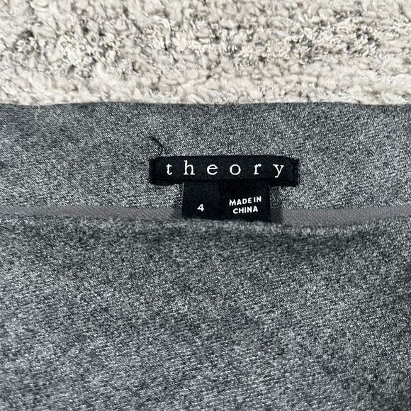 Theory Women’s Wool 3/4 Sleeve Grey Midi Dress - Picture 3 of 7